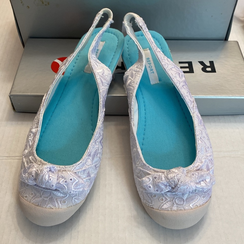 Report Madrona white eyelet lace slingback skimmer sneakers